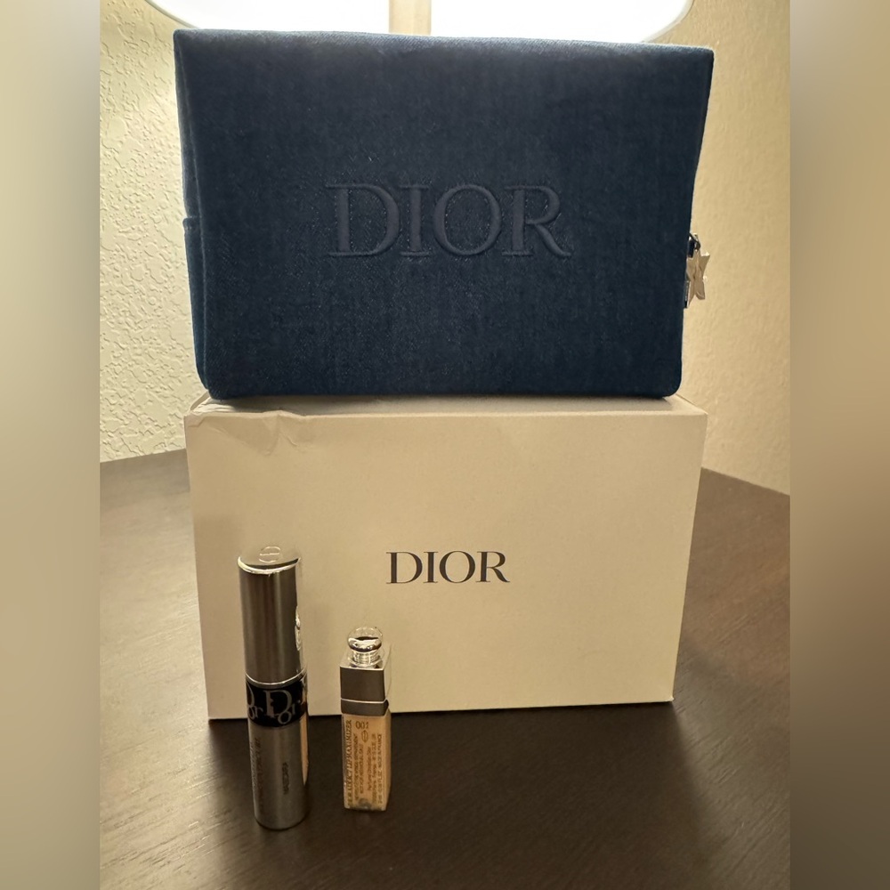 Dior Denim Blue Pouch with Silver Star Charm